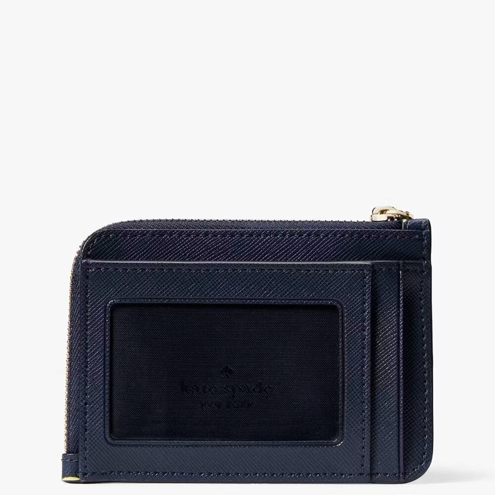 NWT Kate Spade Tennis Printed Small Card Holder Wristlet/Saffiano/Blue/Yellow - Picture 5 of 6